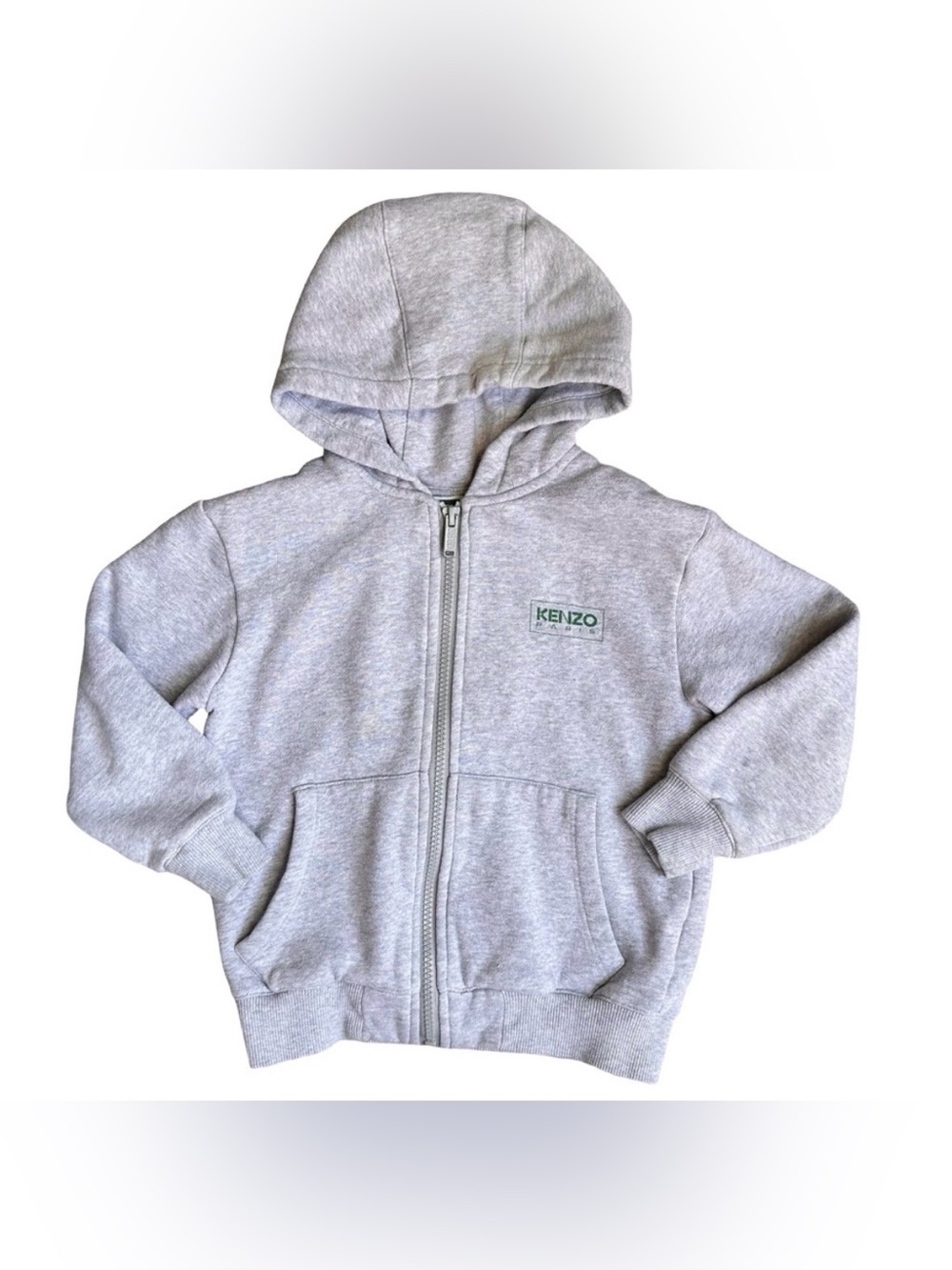 Kenzo Kids Gray Zip Up Hoodie 5A | Paris Logo Designer Sweatshirt
